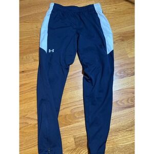 Under Armour Loose Fit Athletic Warm Up Pants Zippers Navy Blue White Size XS